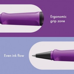 Lamy safari violett-brombeere – Tintenroller mit ergonomischem Griffstück & Strichstärke M – für angenehm langes Schreiben – aus robustem ASA-Kunststoff – inklusive Tintenroller-Mine M 63 in schwarz