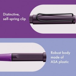 Lamy safari violett-brombeere – Tintenroller mit ergonomischem Griffstück & Strichstärke M – für angenehm langes Schreiben – aus robustem ASA-Kunststoff – inklusive Tintenroller-Mine M 63 in schwarz