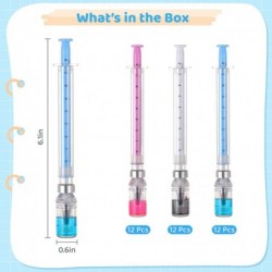 36 Stück Spritzenstifte, 0,5 mm Spritzenstift mit schwarzer Tinte, Gelstift mit Kappe, mehrfarbige lustige Krankenschwesterstifte, Spritzenstift zum Spielen mit imaginärem Arzt, originelle Stifte für die Schule, Bürobedarf, Partygeschenke, kleine Geschenke