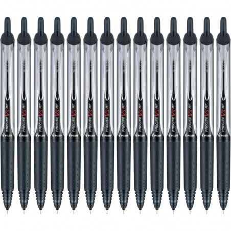 Pilot, Precise V5 RT, nachfüllbarer und einziehbarer Kugelschreiber, extrafeine Spitze 0,5 mm, schwarz, 14er-Pack