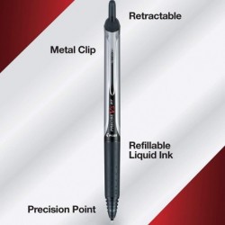 Pilot, Precise V5 RT, nachfüllbarer und einziehbarer Kugelschreiber, extrafeine Spitze 0,5 mm, schwarz, 14er-Pack