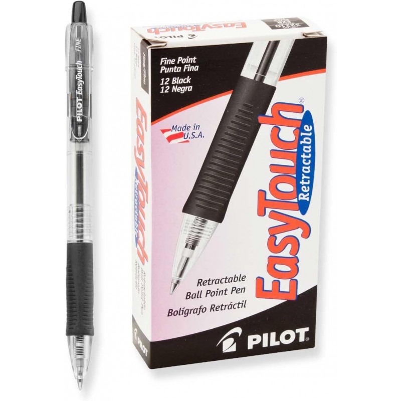 Pilot EasyTouch Druckkugelschreiber, feine Spitze, schwarze Tinte, 6 Dutzend (32210)