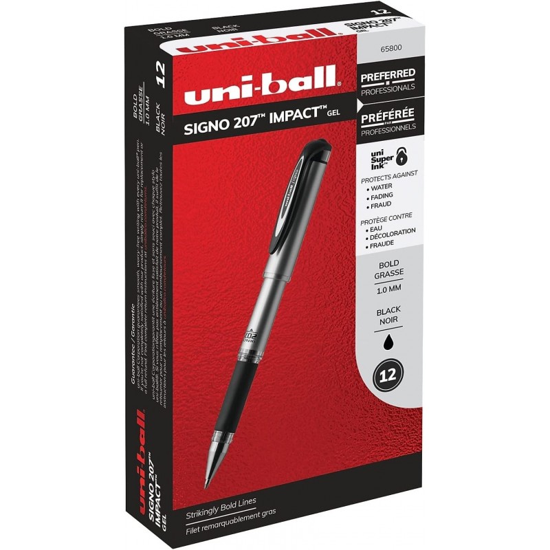 Sanford Brands Uni-Ball 207 Impact Gelstift, schwarz, (12er-Pack)