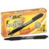 BIC: Soft Feel Druckkugelschreiber, schwarze Tinte, fein, 0,20 mm -:- Verkauft als 2 Packungen mit - 12 - / - insgesamt je 24