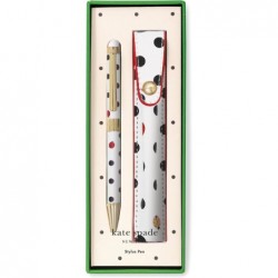 Kate Spade New York Stylus-Stift für Touchscreens, Metall-Kugelschreiber mit schwarzer Tinte und Aufbewahrungstasche (Ladybug Dot)