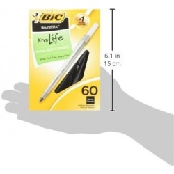 BIC Round Stic Xtra Life Kugelschreiber, mittlere Spitze (1,0 mm), schwarz, 60 Stück