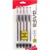 Pentel® RSVP® Kugelschreiber, feine Spitze, 0,7 mm, transparenter Schaft, schwarze Tinte, 5er-Pack