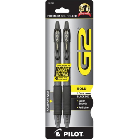 Pilot, G2 Premium Gel-Tintenroller, Fettspitze 1 mm, 2er-Pack, Schwarz