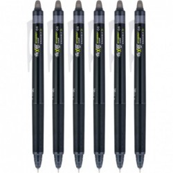 Pilot FriXion Synergy Clicker Gel-Tintenstifte mit Druck- und Löschfunktion, 0,5 mm extrafeine Spitze, schwarze Tinte, 6er-Pack