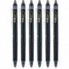 Pilot FriXion Synergy Clicker Gel-Tintenstifte mit Druck- und Löschfunktion, 0,5 mm extrafeine Spitze, schwarze Tinte, 6er-Pack