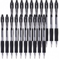 Gelstifte, 20er-Pack schwarzer Gelstift mit mittlerer Spitze, einziehbare Geltinten-Rollerballstifte mit Premium-Tinte und komfortablem Griff für sanftes Schreiben (0,7 mm)