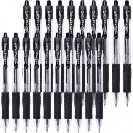 Gelstifte, 20er-Pack schwarzer Gelstift mit mittlerer Spitze, einziehbare Geltinten-Rollerballstifte mit Premium-Tinte und komfortablem Griff für sanftes Schreiben (0,7 mm)