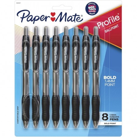 Paper Mate Profile Druckkugelschreiber, dicke Spitze (1,4 mm), schwarz, 8 Stück