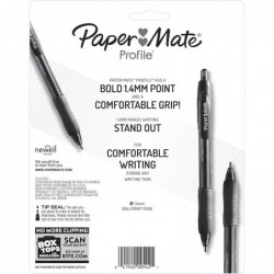 Paper Mate Profile Druckkugelschreiber, dicke Spitze (1,4 mm), schwarz, 8 Stück