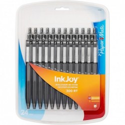 Paper Mate InkJoy 300RT Druckkugelschreiber, mittlere Spitze, 24er-Pack, Schwarz (1781569)