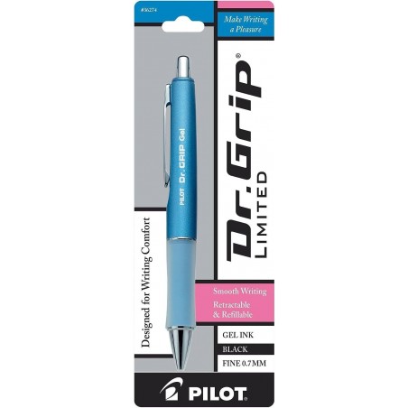 PILOT Dr. Grip Limited, nachfüllbarer und einziehbarer Geltinten-Kugelschreiber, feine Spitze, verschiedene Schaftfarben, schwarze Tinte, Einzelstift (36274)