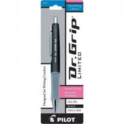 PILOT Dr. Grip Limited, nachfüllbarer und einziehbarer Geltinten-Kugelschreiber, feine Spitze, verschiedene Schaftfarben, schwarze Tinte, Einzelstift (36274)