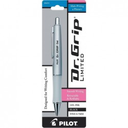 PILOT Dr. Grip Limited, nachfüllbarer und einziehbarer Geltinten-Kugelschreiber, feine Spitze, verschiedene Schaftfarben, schwarze Tinte, Einzelstift (36274)