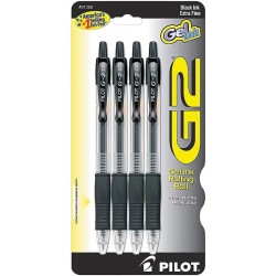 Pilot, G2 Premium Gel-Tintenroller, extrafeine Spitze 0,5 mm, 4er-Pack, schwarz