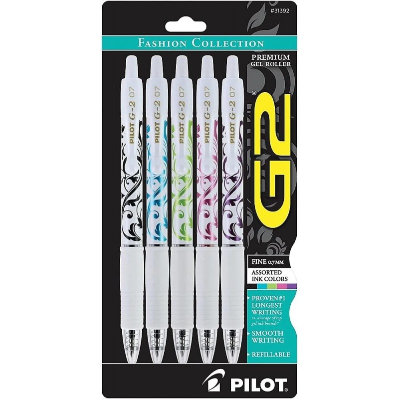 Pilot, G2 Premium Gel-Tintenroller, feine Spitze 0,7 mm, Fashion Collection, verschiedene Farben, 5er-Pack