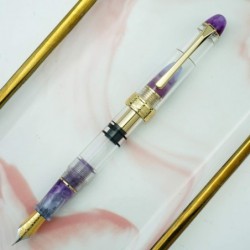 Asvine LORELEI 667 violetter Kolbenfüllfederhalter aus Acryl, Iridium-Feinfeder, Tintenkonverter, transparenter Schreibstift