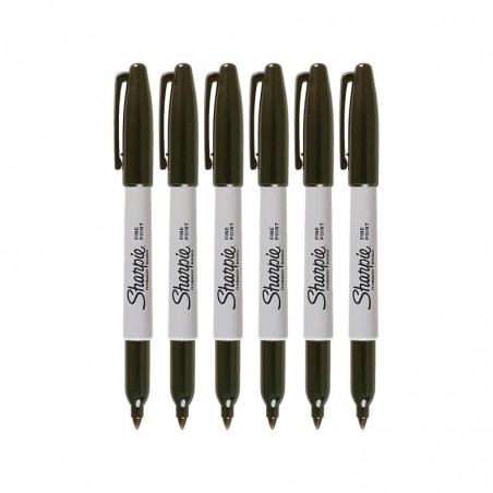 Sharpie 30101 Permanentmarker mit feiner Spitze, Schwarz, 6er-Pack