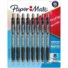 Paper Mate Profile Kugelschreiber, einziehbar, mittelgroß, 1 mm, schwarze Tinte, durchscheinender schwarzer Schaft, 8 Stück/Packung