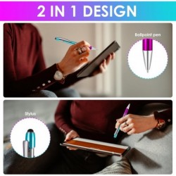 Amaxiu 2-in-1-Kugelschreiber mit Stylus-Spitze, 6 Stück 1,0 mm einziehbare Tintenroller, Metallkugelschreiber, schwarze Tinte, Schreibstift, Touchscreens, Stylus-Stift für Büro- und Schulbedarf