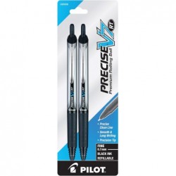 PILOT Precise V7 RT Nachfüllbarer und einziehbarer Kugelschreiber mit Flüssigtinte, feine Spitze (0,7 mm), schwarze Tinte, 2er-Pack (26056)