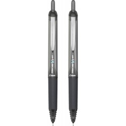 PILOT Precise V7 RT Nachfüllbarer und einziehbarer Kugelschreiber mit Flüssigtinte, feine Spitze (0,7 mm), schwarze Tinte, 2er-Pack (26056)