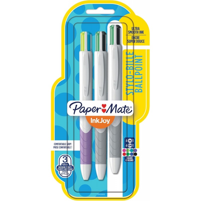 Paper Mate InkJoy Quatro – einziehbare, fortgeschrittene Stifte mit mittlerer Spitze, verschiedene Farben