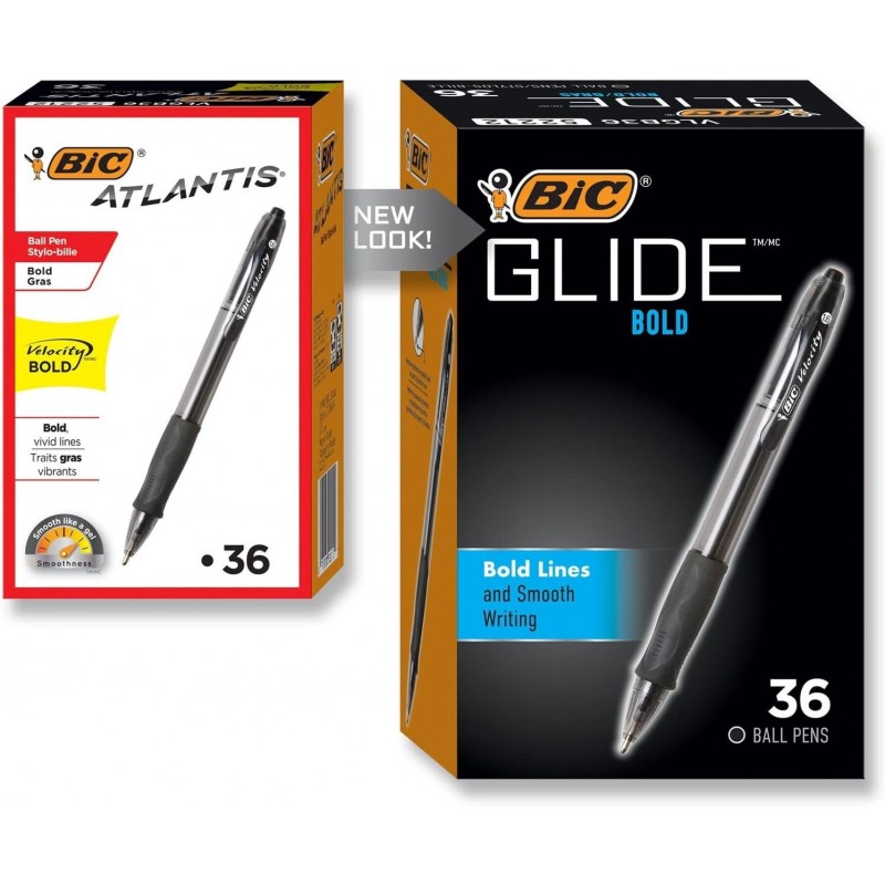 BIC VLGB361BK Velocity Druckkugelschreiber, schwarze Tinte, 1,6 mm, 36/Packung