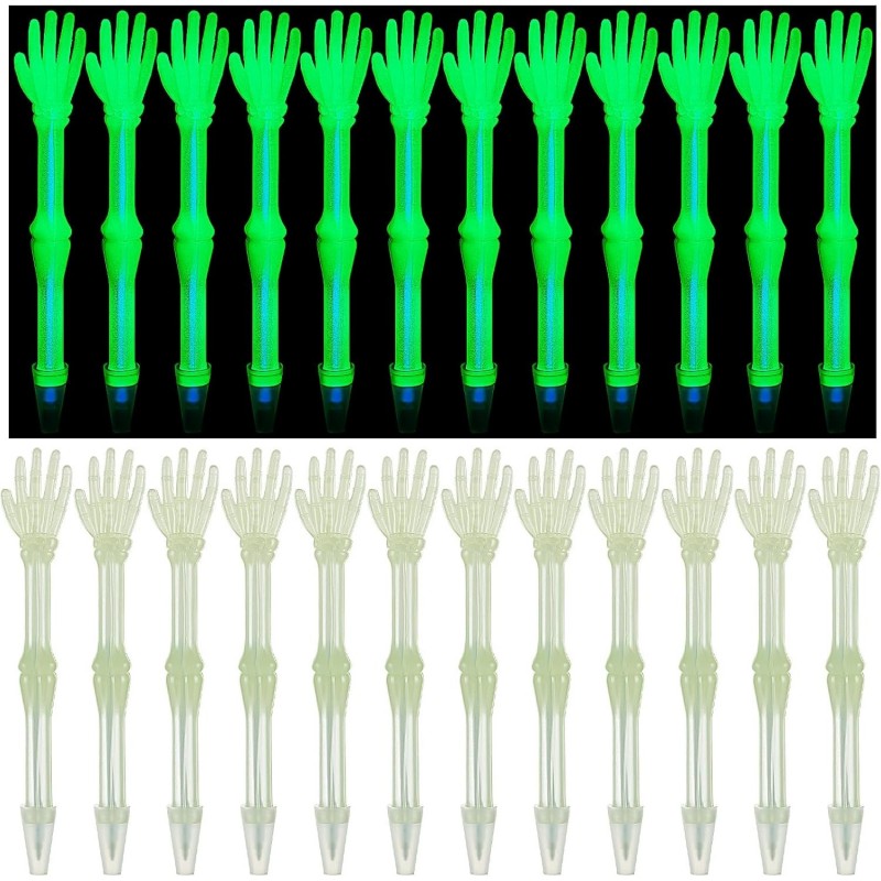 WDAHDHP Im Dunkeln leuchtende Stifte in Großpackung, 30 Stück Halloween-Rollerball mit Skeletthänden, Gel-Tintenstifte für Krankenschwestern und Ärzte mit schwarzer Tinte für Schüler, Lehrer, Büro, Schulbedarf, Halloween-Geschenke