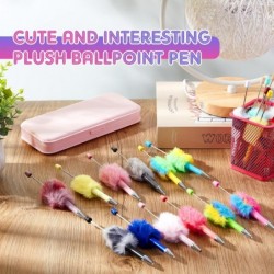 50 Stück flauschige Perlenstifte, Großpackung, 25 Farben, süße Plüschkugel-Perlenstifte, DIY-Kunststoffperlenstift, lustige Pom-Pom-Stifte, mehrfarbig, einziehbarer Perlenkugelschreiber mit schwarzer Tinte für Heimwerkerbedarf