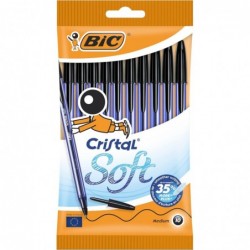 Bic Cristal Soft-Kugelschreiber – 10er-Pack – Farbe: Schwarz – Mittlere Spitze (1,2 mm) – sanftes Schreiben und lang anhaltende Tinte