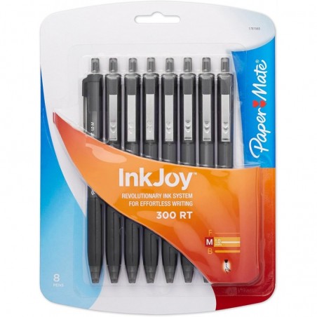 Paper Mate InkJoy 300RT Druckkugelschreiber, mittlere Spitze, Schwarz, 8 Stück