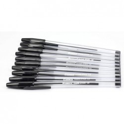 Promarx Tc Ball Clear Stick Pens, mittlere Spitze, 1,0 mm, schwarze Tinte, 10 Stück