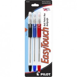 PILOT EasyTouch Kugelschreiber, mittlere Spitze, schwarze/blaue/rote Tinte, 3er-Pack (32030)