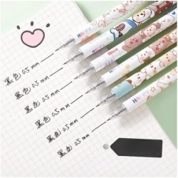 6er-Pack Kawaii-Stifte, süße 0,5-mm-Gelstifte mit Druckknopf, schnelltrocknende Kugelschreiber mit Geltinte in Schwarz, Schulbedarf und Schreibwaren für den Schulanfang (Gelb1)