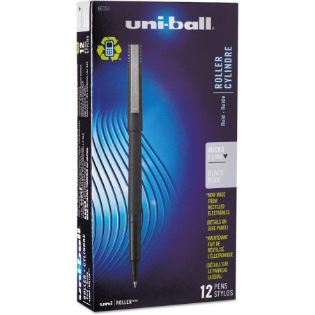 Sanford Uniball Roller Stick Pen, 0,5 mm Mikrospitze, schwarze Tinte, Dutzend (60151)