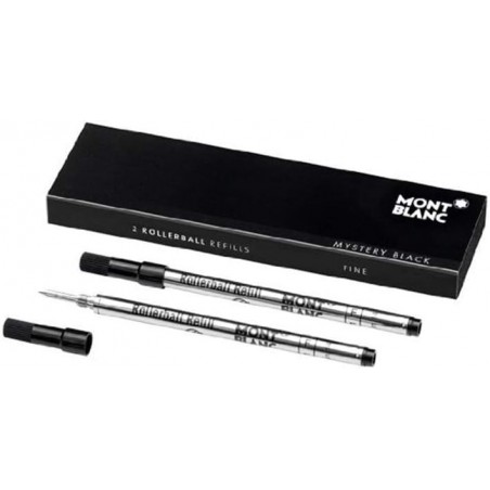 Montblanc Rollerball-Minen, mittlere Spitze, Mystery Black, für Montblanc Rollerball/Fineliner, außer Meisterstück LeGrand Rollerball 105158 (1 Packung mit 2 Minen)