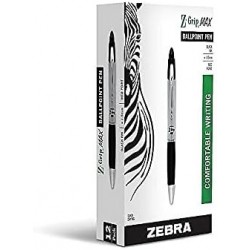 Zebra 22410 Z-Grip MAX Druckkugelschreiber, schwarze Tinte, mittel, Dutzend