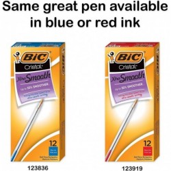 BIC MS11BK Cristal Xtra Smooth Kugelschreiber, schwarze Tinte, 1 mm, mittel, Dutzend