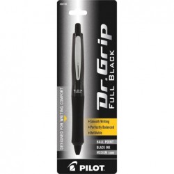 Pilot® Dr. Grip™ Druckkugelschreiber, mittlere Spitze, 1,0 mm, schwarzer Schaft, schwarze Tinte