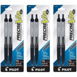 PILOT (3) Precise V10 RT Einziehbarer Premium-Rollkugelschreiber, Fett, 1,0 mm, schwarze Tinte, 2er-Pack (13548)