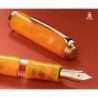 HongDian N1S Kolbenfüllfederhalter aus orangefarbenem Harz, Iridium-extrafeine Feder, klassischer Stift, glatt schreibender Stift mit Metallbox