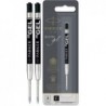 Parker Quink Gel-Metall-Kugelschreiberminen – 0,5 mm feine Spitze – schwarze Tinte – 2er-Pack