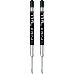 Parker Quink Gel-Metall-Kugelschreiberminen – 0,5 mm feine Spitze – schwarze Tinte – 2er-Pack