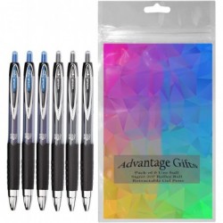 Uni-ball Signo 207 Gelschreiber mit Tintenroller und Druckfunktion, dicke Spitze (1,0 mm), schwarze und blaue Tinte, 6 Stück, Paket mit wiederverwendbarer Plastikhülle