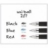 Uni-ball Signo 207 Gelschreiber mit Tintenroller und Druckfunktion, dicke Spitze (1,0 mm), schwarze und blaue Tinte, 6 Stück, Paket mit wiederverwendbarer Plastikhülle